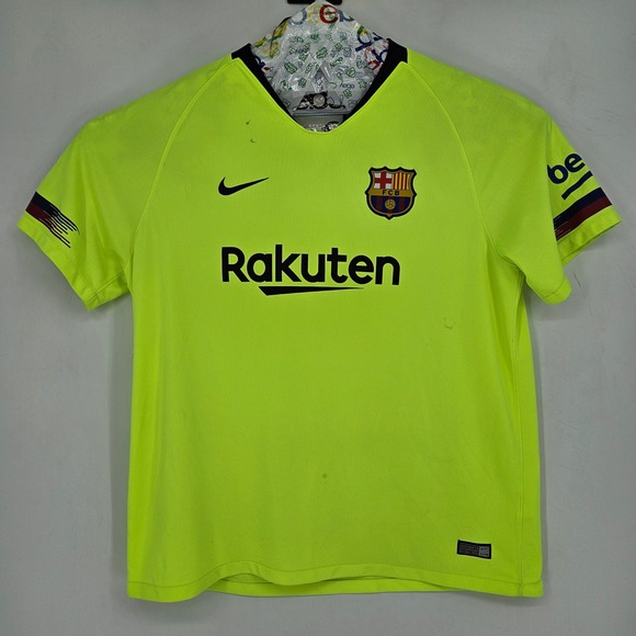 Nike Shirt Youth XXL Barcelona 2018 19 Away Football Soccer Jersey Neon Green - Picture 1 of 13